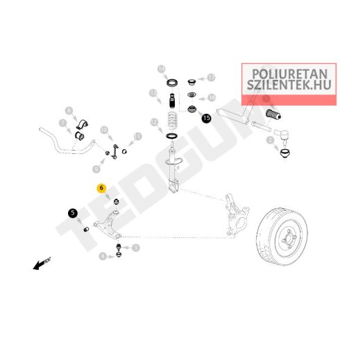 Első lengőkar hátsó szilent