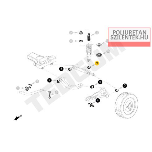 Hátsó alsó lengőkar középső szilent