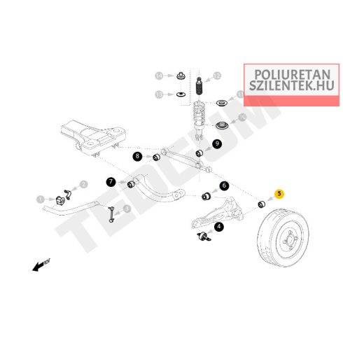 Hátsó csonkállvány alsó szilent