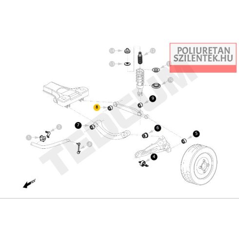 Hátsó alsó lengőkar belső szilent